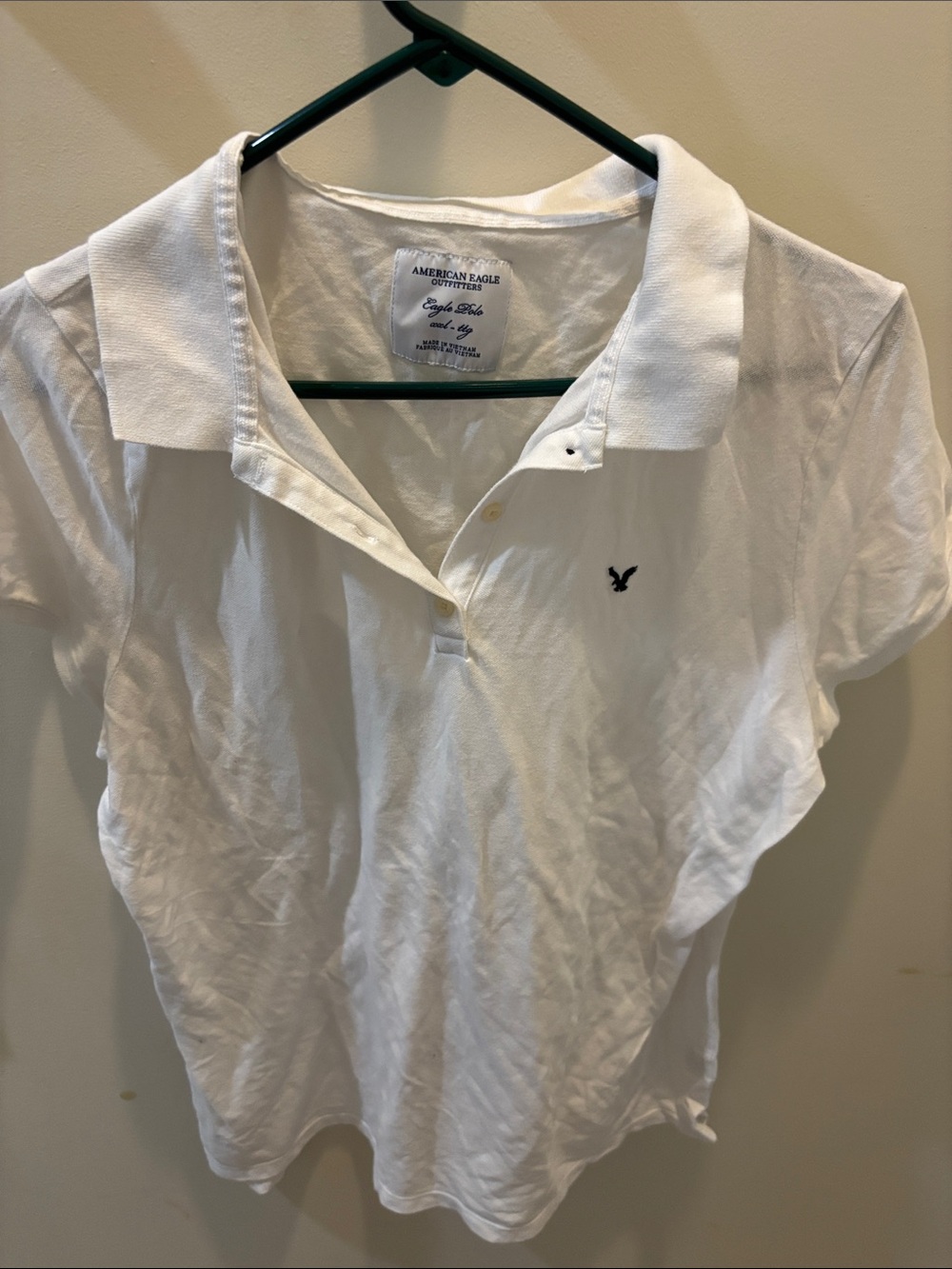 American Eagle Outfitters White Polo with Embroidered Detail